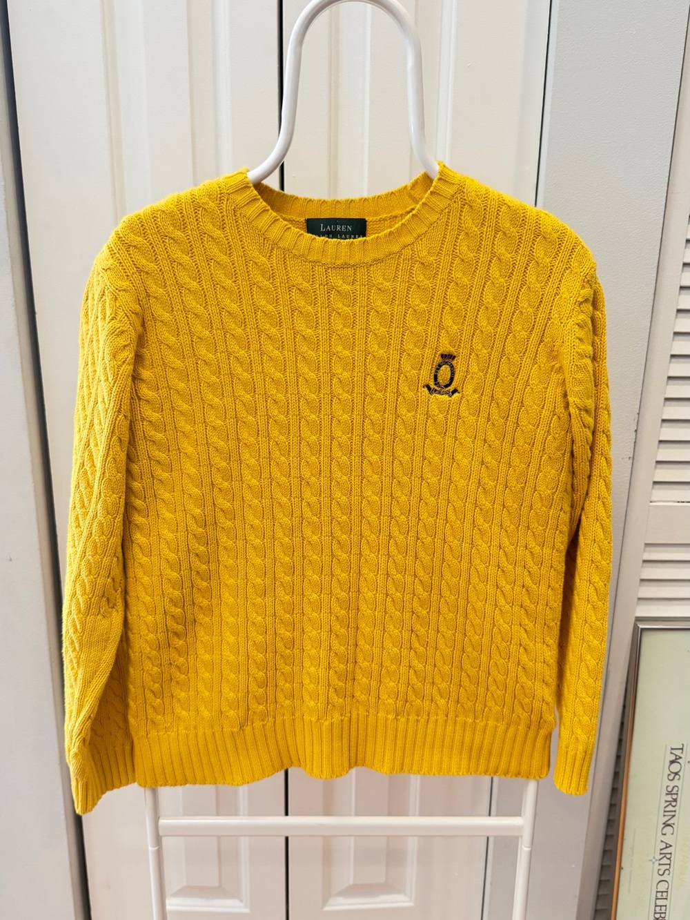 Vintage Lauren by Ralph Lauren Women Yellow Cable Knit Pullover Size S